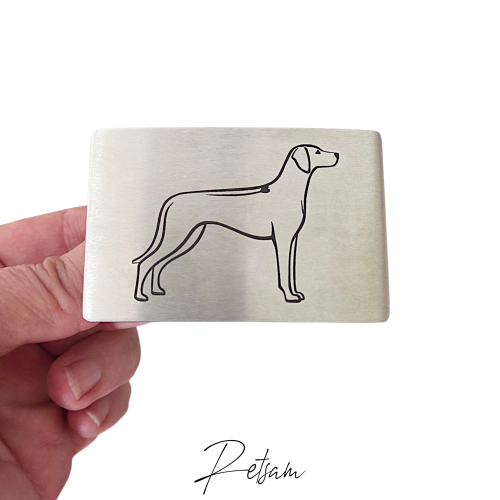 Preview: Gürtel mit Gürtelschnalle Wechselschnalle Edelstahl Rhodesian Ridgeback Stand 40er