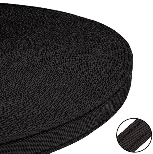 Schlauchband genäht Gurtband schwarz 25mm Breit - 2,3mm dick