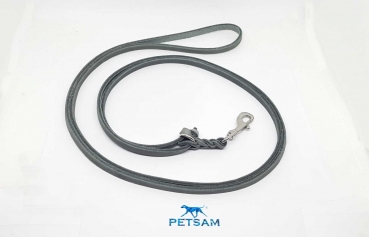 Fettlederleine Verlängerungsleine 2in1 Schwarzer Beschlag 2,30m Karabiner