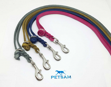 Fettlederleine Verlängerungsleine 2in1 Rosegold Beschlag 2,30m Karabiner