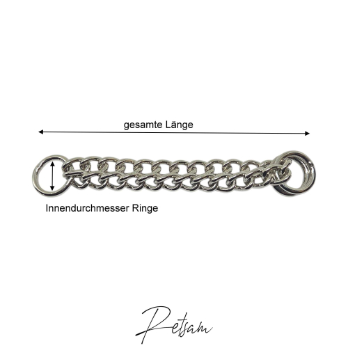 Silber Zugstopkette 15mm O-Ringe (11) Hochglanz verchromt