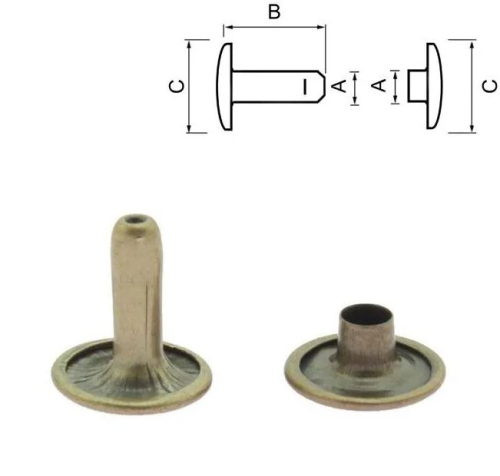 Doppelhohlnieten 7 x 7mm Antiknieten 100 Set