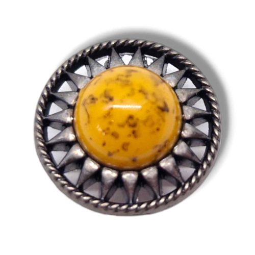 Concho ca.18mm "Filigran" Altsilber mit orangegelben Stein (31)