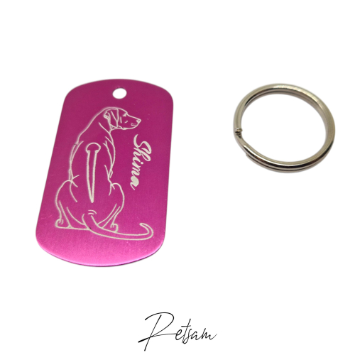 Hundeanhänger pink oval Aluminium personalisiert beidseitig