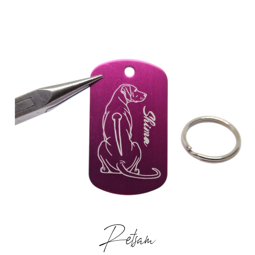 Hundeanhänger pink oval Aluminium personalisiert beidseitig