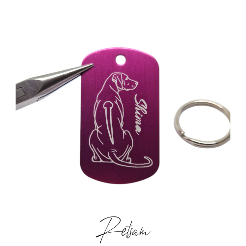 Hundeanhänger pink oval Aluminium personalisiert beidseitig