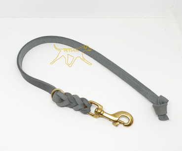Fettlederleine Kurzführer Silber Karabiner
