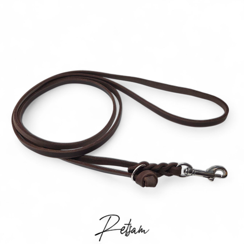 Fettlederleine Verlängerungsleine 2in1 Edelstahl Beschlag 2,30m Länge Karabiner