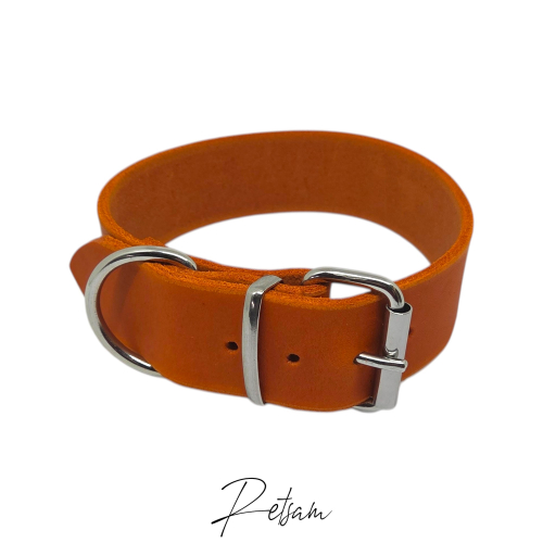 Fettleder Halsband Rollschnalle Edelstahl - zeitlos