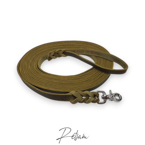 Fettlederleine, 8m Länge, Edelstahl-Scherenkarabiner MIT Handschlaufe