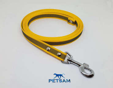 Gummierte Sportleine 15m geschraubt Silber Karabiner ohne Handschlaufe Schleppleine