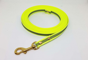 Gummierte Sportleine 1m GENÄHT Messing Karabiner ohne Handschlaufe