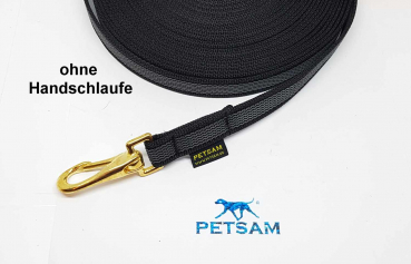 Gummierte Sportleine 20m GENÄHT Messing Zügelhaken ohne Handschlaufe eckig