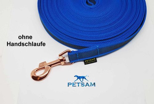 Gummierte Sportleine 20m GENÄHT Rosegold Karabiner ohne Handschlaufe