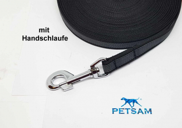 Gummierte Sportleine 3m GENÄHT Silber Karabiner MIT Handschlaufe