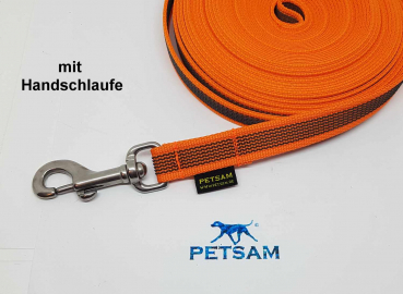 Gummierte Sportleine 1,2m GENÄHT Edelstahl Karabiner MIT Handschlaufe gerade Öse