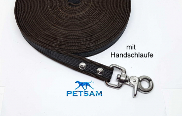Gummierte Sportleine 10,00m geschraubt Edelstahl Scherenhaken MIT Handschlaufe Schleppleine