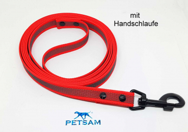 Gummierte Sportleine 3,00m geschraubt Schwarzer Karabiner MIT Handschlaufe