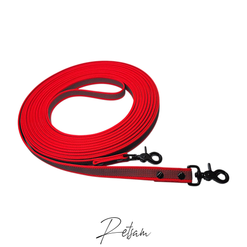 Gummierte Zügel mit Scherenhaken Schwarz geschraubt