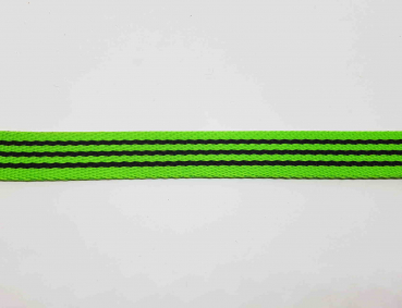 Gurtband Grün mit schwarzen Streifen 2mm/25mm Meterware