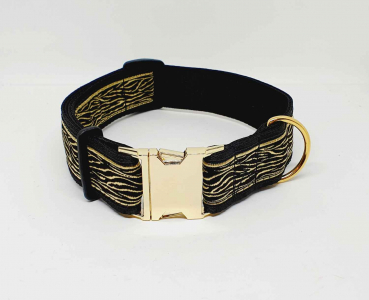 Halsband Webband Tiger gold & Steckverschluss 38mm