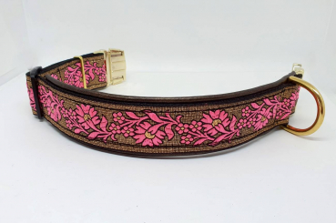 Halsband India "Goldpink" unterlegt 40mm Steckschnalle Gold Schmuckhalsband