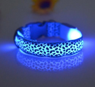 LED-Halsband blau Leopard (Batterie)
