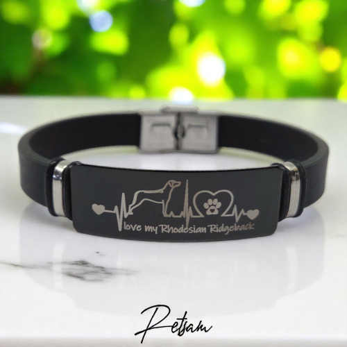 Armband Heartbeat Rhodesian Ridgeback Love Edelstahl Schwarz (1)