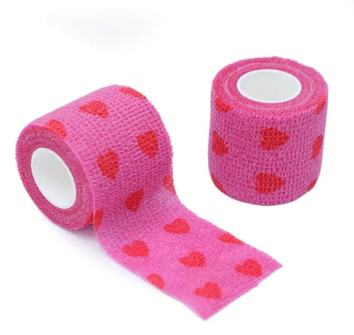 Pink mit Herz - Flexible Bandage 5cm selbsthaftend - Coflex