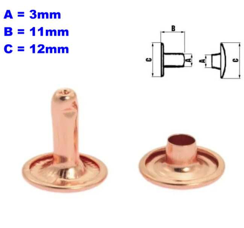 Doppelhohlnieten 12 x 12mm Rosegold 100 Set