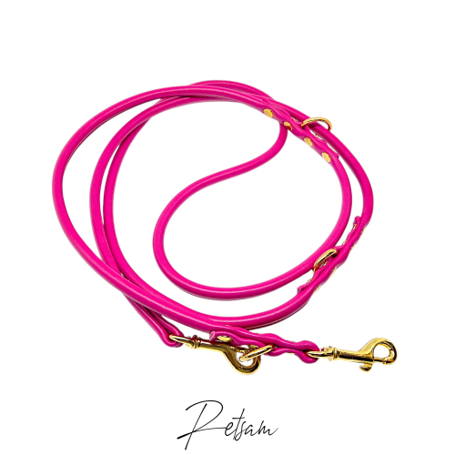 3fach verstellbarte Leine, rundgenäht aus einem Stück, crazy pink 2m