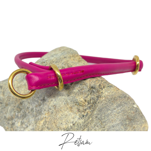 Rundgenähtes Halsband mit verstellbarem Zugstop - Crazy Pink