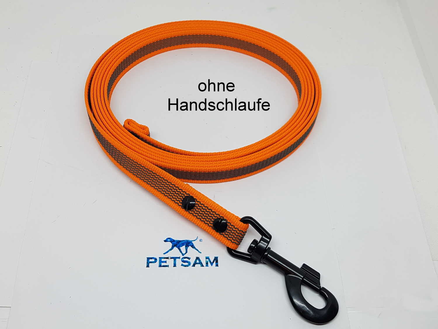 PETSAM  - Gummierte Sportleine 2,00m Lnge geschraubt Schwarzer Karabiner  ohne Handschlaufe