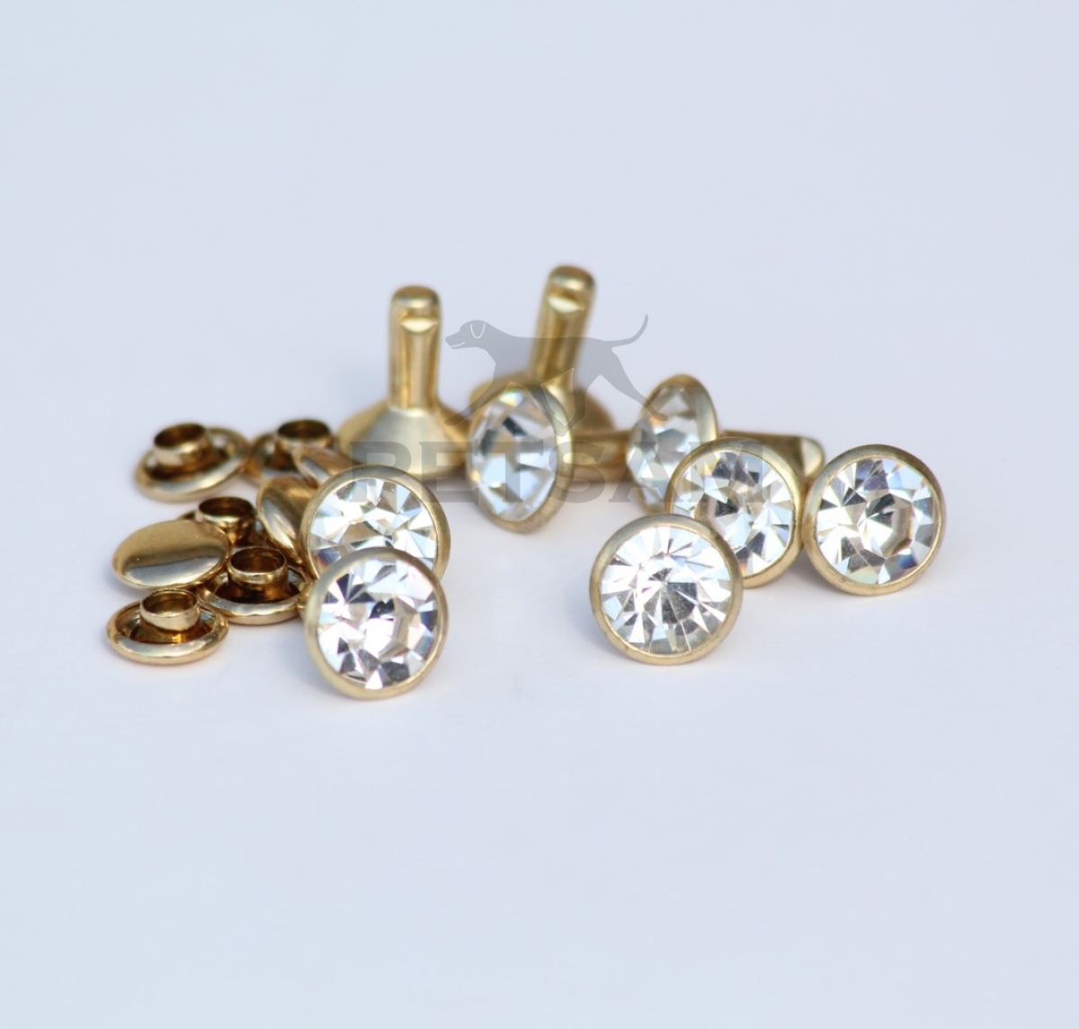 YORK Strassnieten KRISTALL 7mm gold Fassung 10 Stk