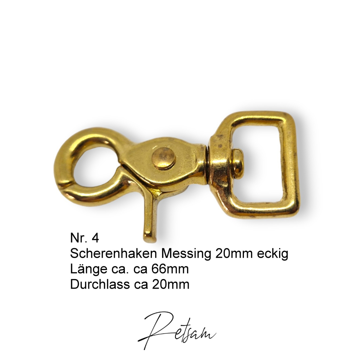 Messing Scherenkarabiner eckige Öse 20mm Snap Scherenhaken