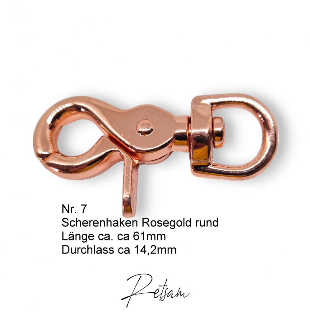 Scherenkarabiner Rosegold 13mm rund Snap Scherenhaken