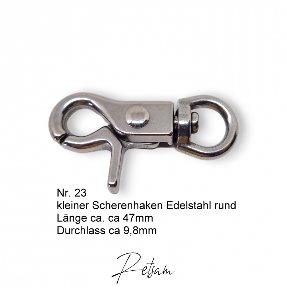 Edelstahl Scherenkarabiner KLEIN 10mm runde Öse Snap Scherenhaken