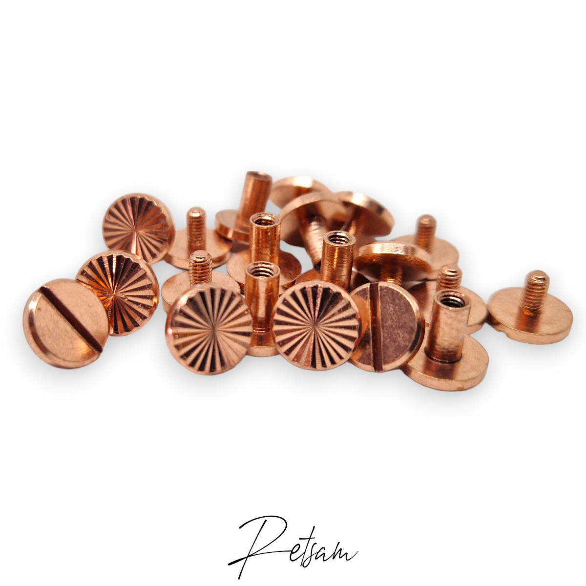 Buchschrauben Flower *Rosegold * MESSING 7mm Schaft 10 Set