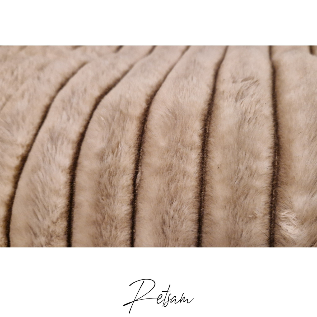 Kuscheldecke BigRip mit Kunstleder beige Hundedecke breite Rippen Wellnessfleece