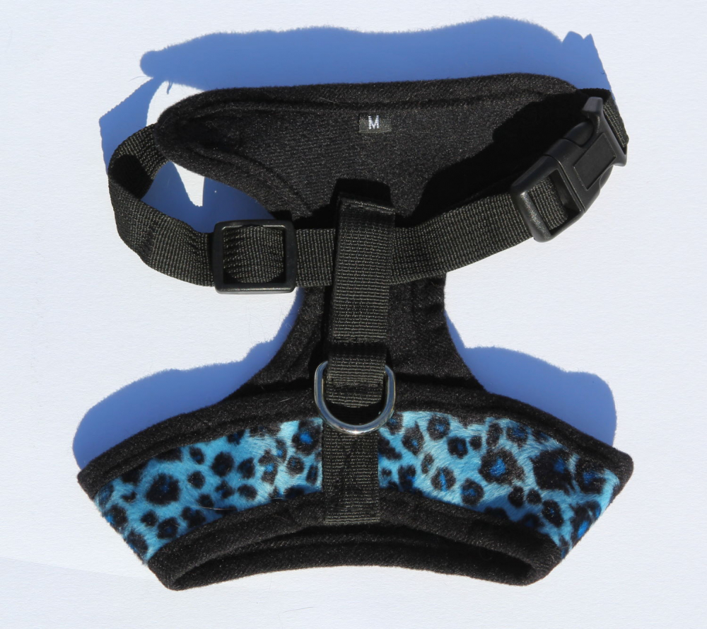 Katzengeschirr Fellimitat Leopard BLAU