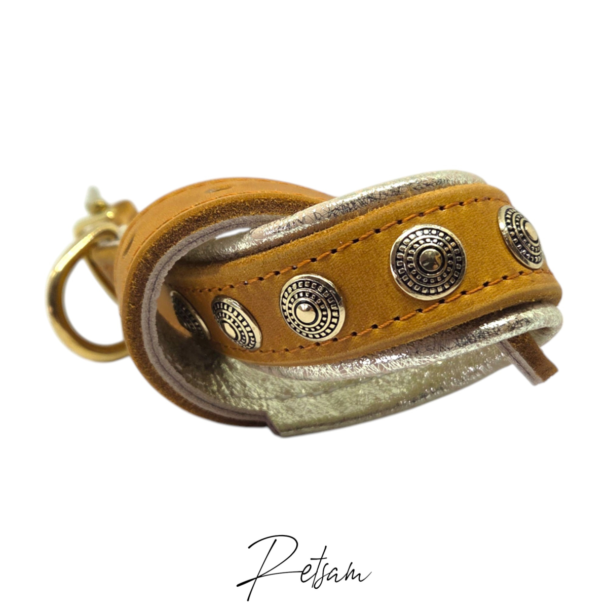 Fettleder Halsband- & Leinenset *Atlantis* Gold
