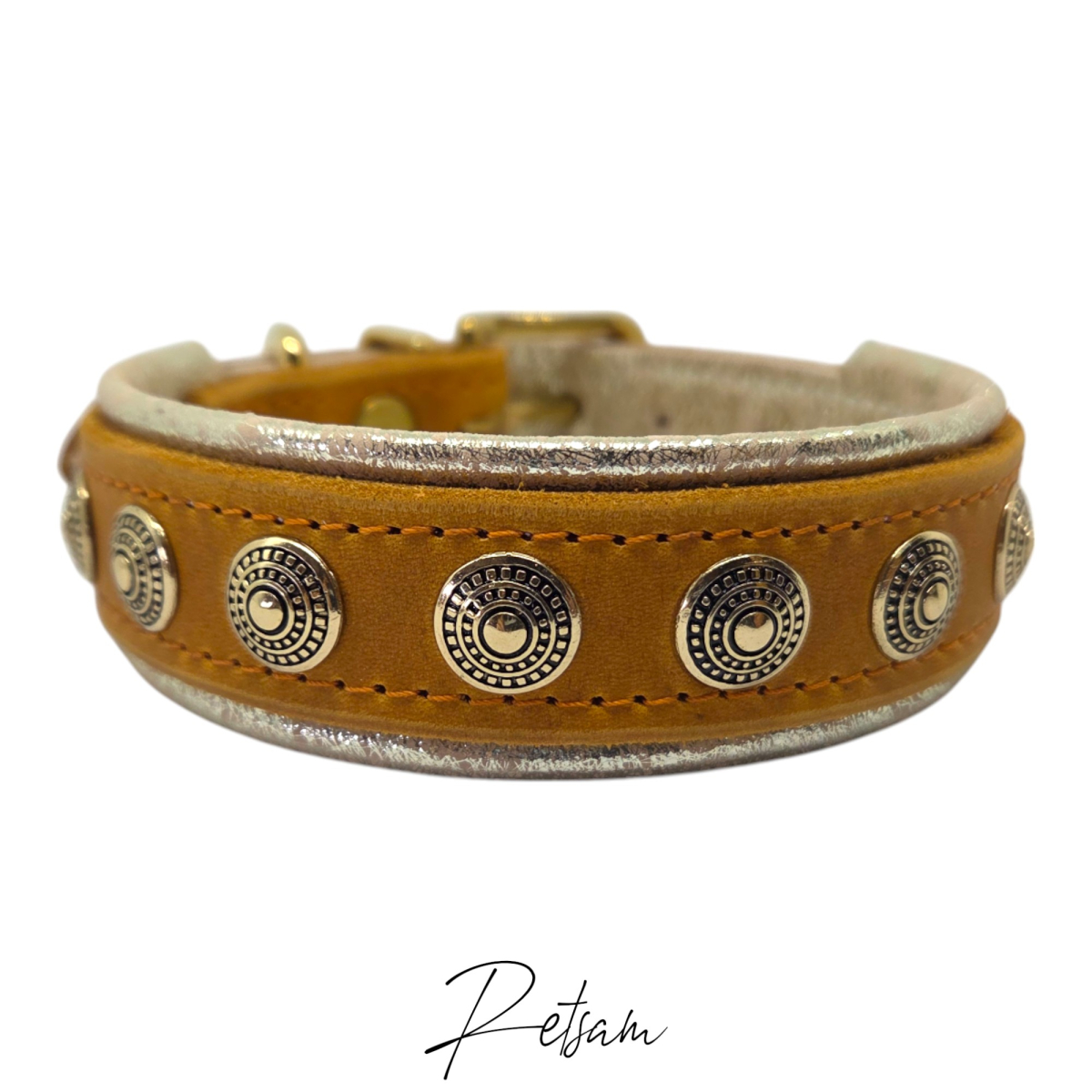 Fettleder Halsband- & Leinenset *Atlantis* Gold