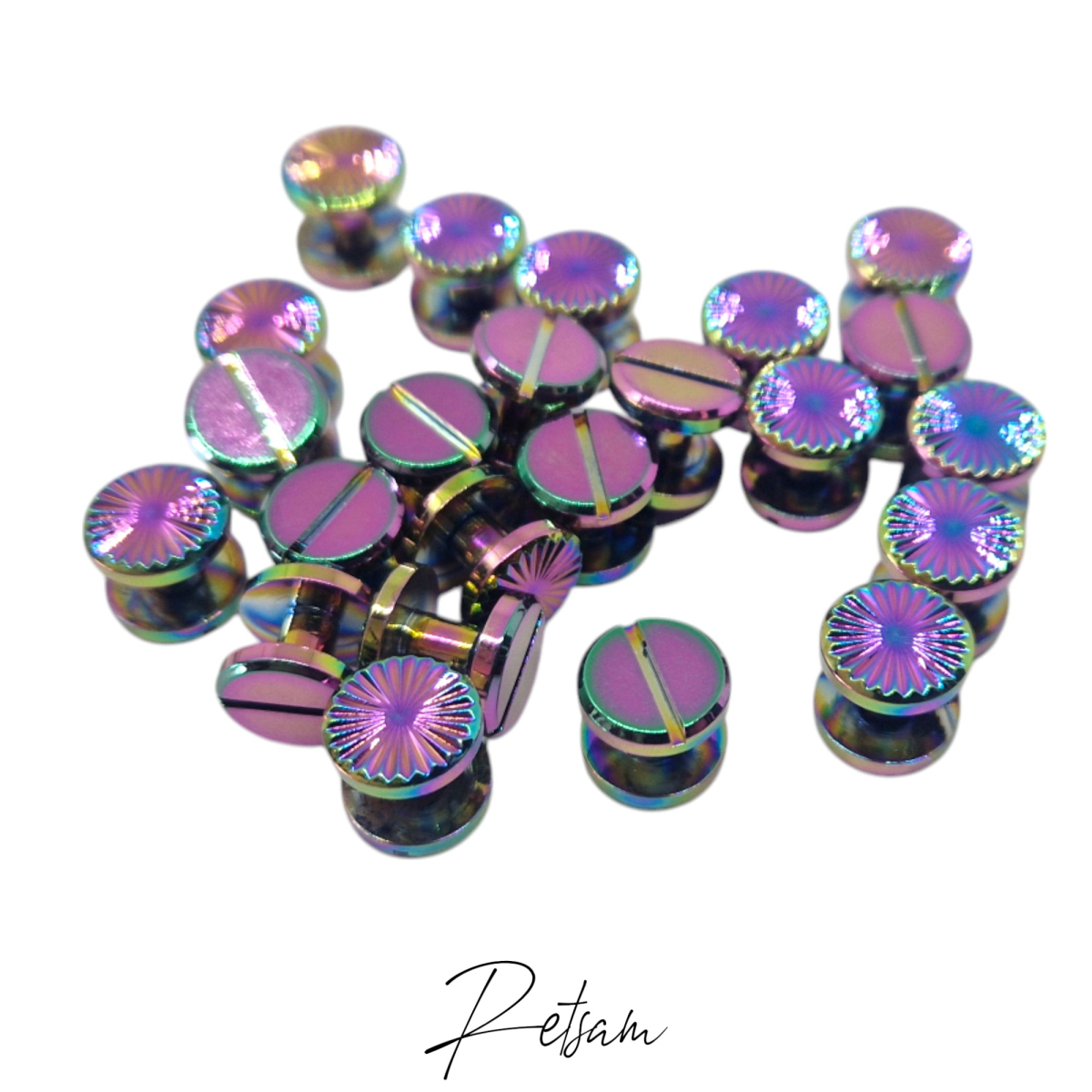 Buchschrauben Flower Regenbogen MESSING 7mm Schaft 10 Set Chicagoscrew