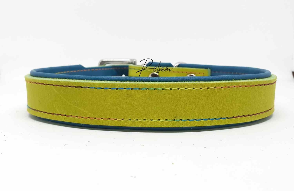 Fettleder Halsband "Taio" unterlegt & Edelstahl 24mm