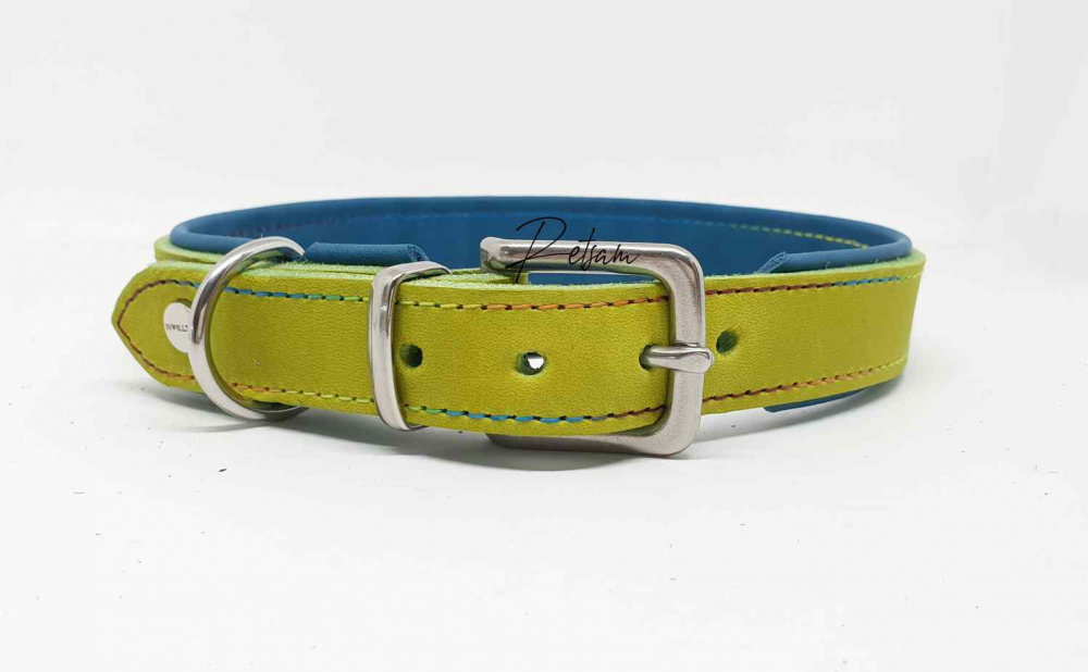 Fettleder Halsband "Taio" unterlegt & Edelstahl 24mm