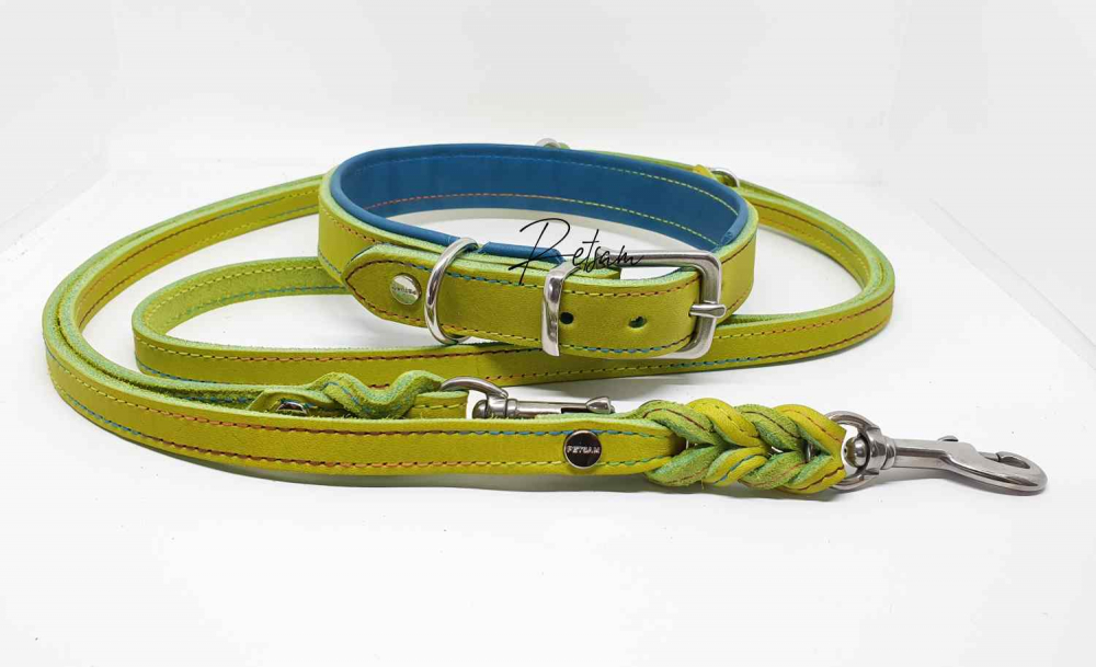 Fettleder Halsband "Taio" unterlegt & Edelstahl 24mm