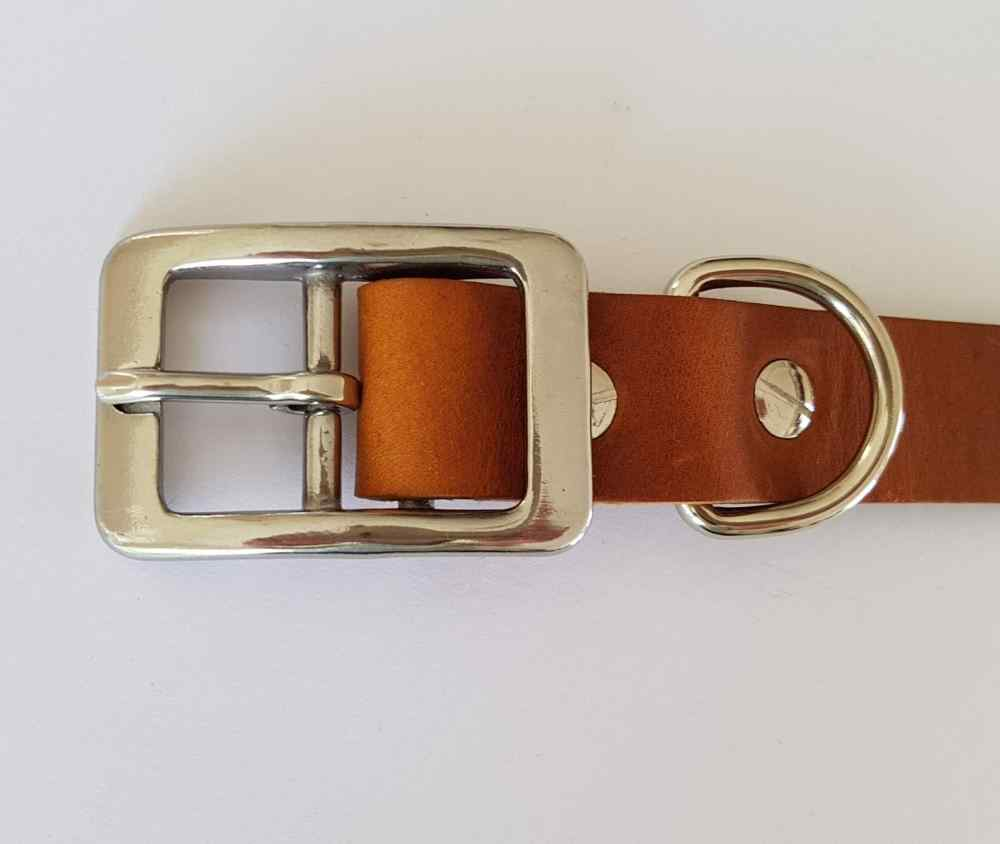 Fettleder Halsband mit Edelstahl Doppelschnalle - zeitlos