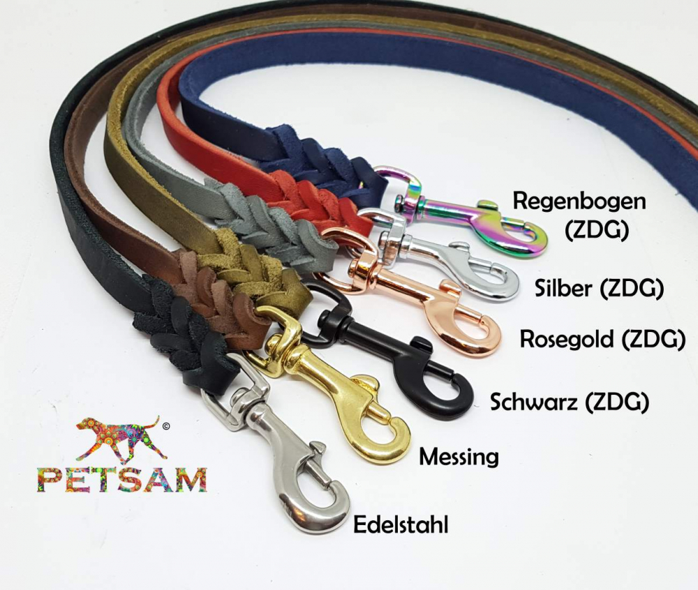 Fettlederleine, 8m Länge, Edelstahl Karabiner mit Handschlaufe