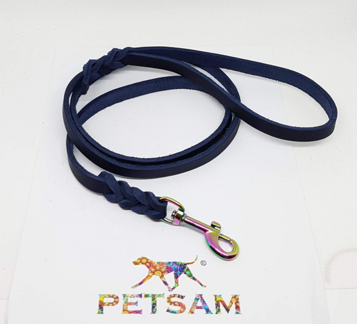 Fettlederleine, 1,35m Länge, Regenbogen Karabiner MIT Handschlaufe