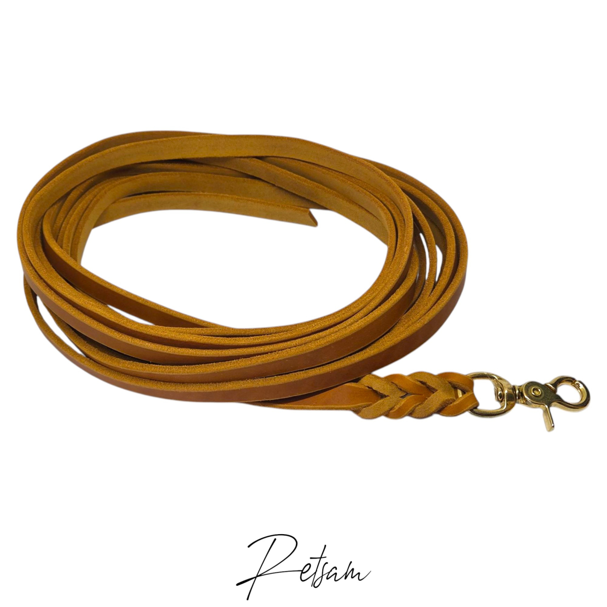 Fettlederleine, 5m Länge, Messing Scherenhaken ohne Handschlaufe